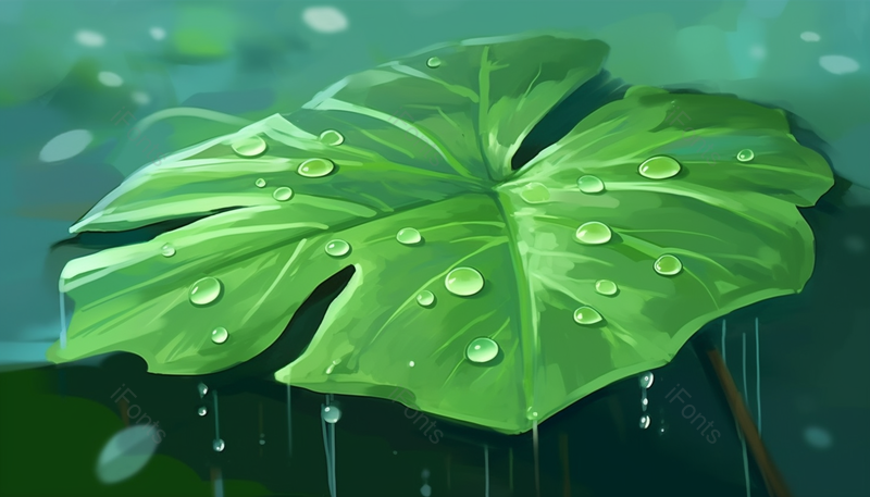 带露水的绿色叶子插画背景,插画/手绘图,插画/手绘图库,插画/手绘图下载,插画/手绘